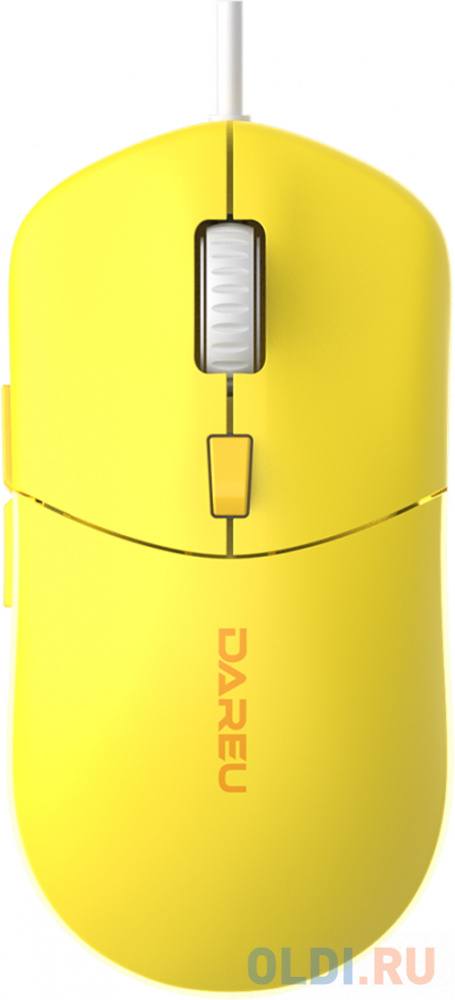 Мышь проводная Dareu LM121 Yellow (желтый), DPI 800/1600/2400/6400, подсветка RGB, размер 116x35x60мм, 1,8м чистый желтый yellow