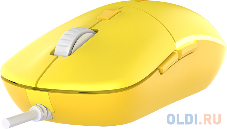 Мышь проводная Dareu LM121 Yellow (желтый), DPI 800/1600/2400/6400, подсветка RGB, размер 116x35x60мм, 1,8м фото