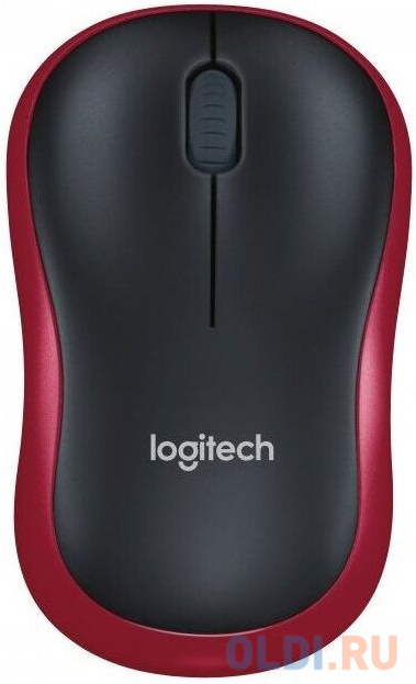 Мышь Logitech M186 черный/красный оптическая (1000dpi) беспроводная USB2.0 для ноутбука (2but) - 910-004133
