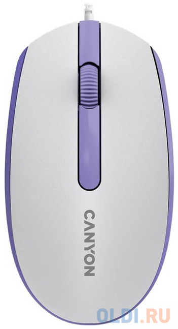 Canyon Wired  optical mouse with 3 buttons, DPI 1000, with 1.5M USB cable, White lavender, 65*115*40mm, 0.1kg