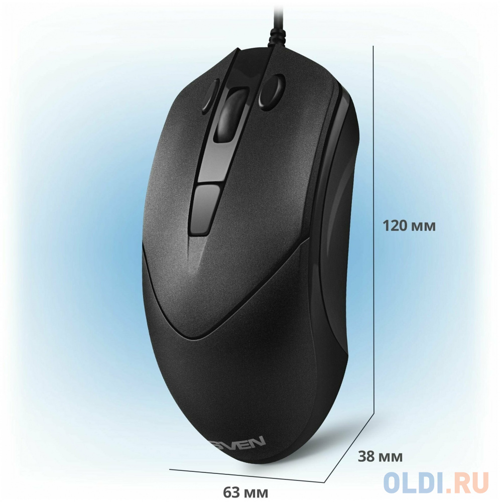 Мышь SVEN RX-100 чёрная (USB, 6 кнопок, 4000 dpi) SV-020286 - фото 4