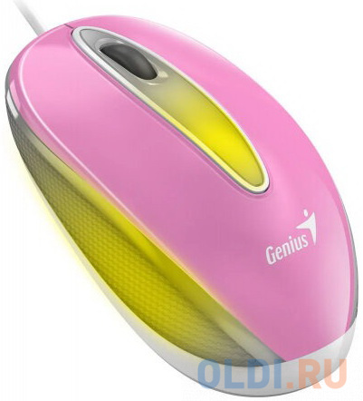 Мини-светодиодная мышь проводная Genius DX-Mini, Pink, USB, разрешение 1000 DPI, длина 95 мм. Цвет: розовый