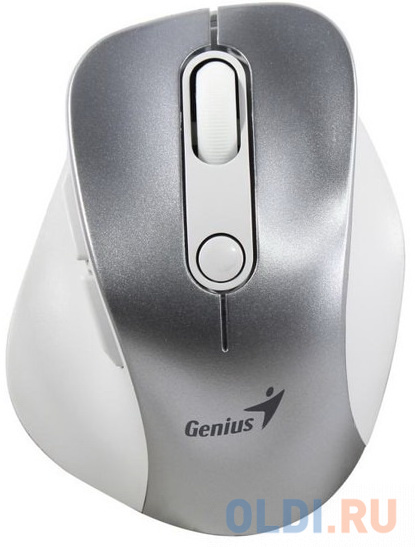 Wireless mouse Genius Ergo 9000S Pro, BT 5.0 / 2.4 GHz, RGB LED, 800 / 1200 / 1600 / 2400 DPI, buttons: 6, color: silver