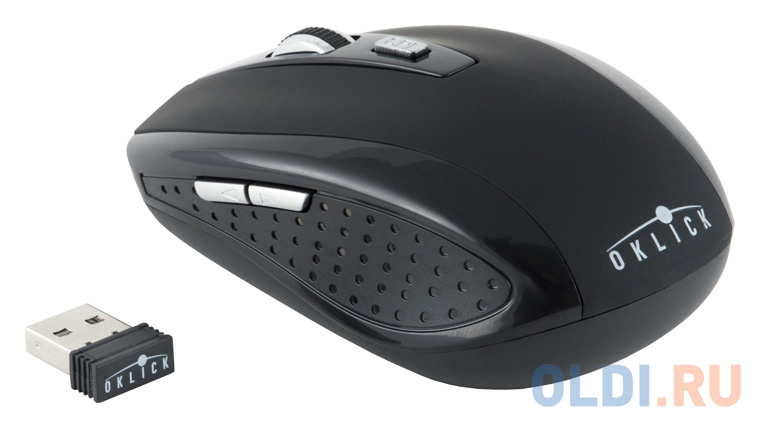 

Мышь Oklick 455MW black optical (1600dpi) cordless USB (5but)