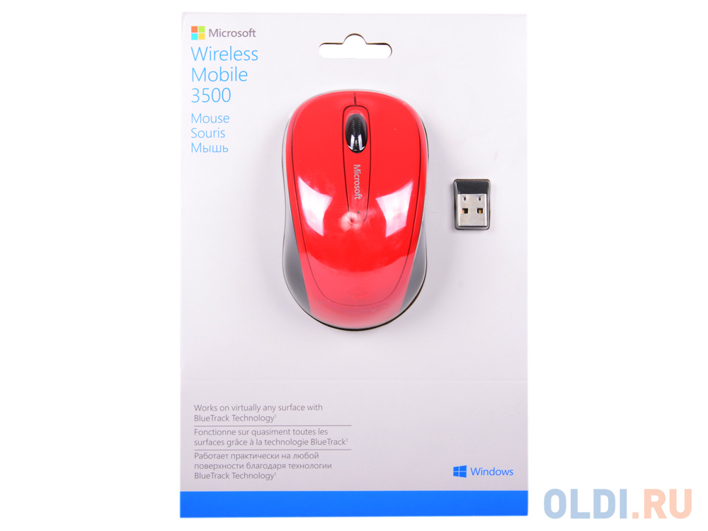 Мышь беспроводная Microsoft Wireless Mobile 3500 Limited Edition Flame красный USB GMF-00293 - фото 2