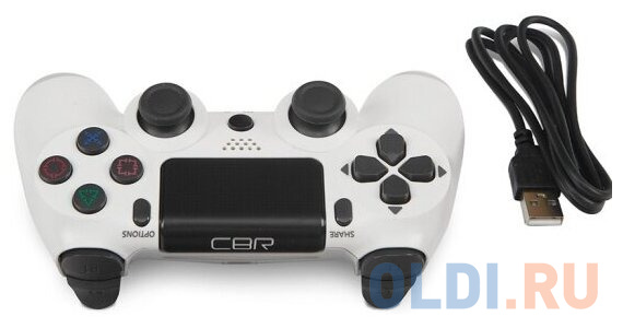 CBR CBG 960 White, Игровой манипулятор для PS4 беспроводной (Bluetooth), PC/PS3 проводной (USB), 2 вибро-мотора, 2 аналоговых стика, D-pad, 14 кнопок, фото