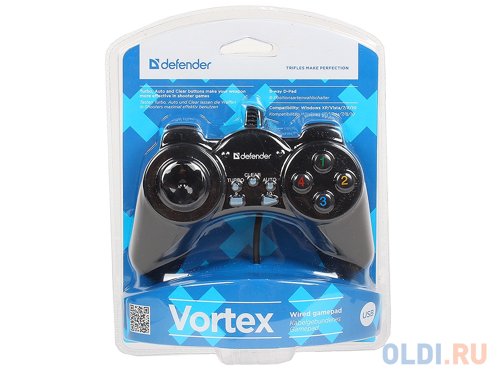 Геймпад проводной Defender Vortex USB, 13 кнопок геймпад defender беспроводной x7 usb bluetooth android li ion 64269