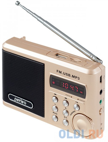 Портативная акустика Perfeo Sound Ranger 2 Вт FM MP3 USB microSD BL-5C 1000mAh золотистый SV922AU от OLDI