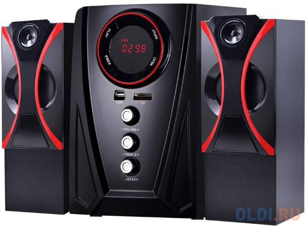 Ginzzu GM-407 2.1 с Bluetooth, выходная мощность 20Вт + 2х10Вт, аудиоплеер USB-flash, SD-card, FM-радио, пульт ДУ - 21 кнопка, стерео вход (2RCA), экв фото