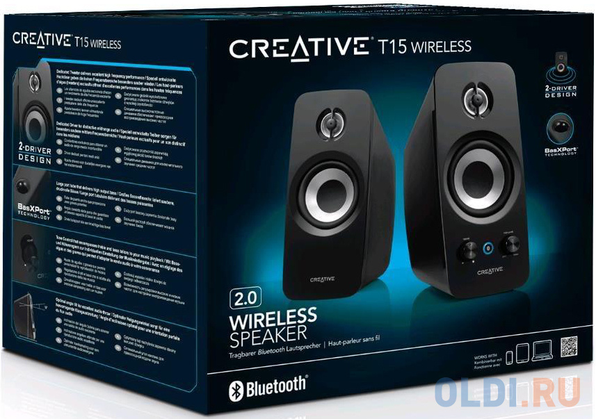 Колонки Creative T15 Wireless 18 Вт черный 51MF1670AA000 от OLDI
