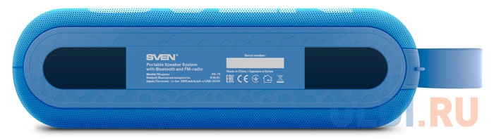 АС SVEN PS -75, синий (6 Вт, Bluetooth, FM, USB, microSD, 1200мА*ч) от OLDI