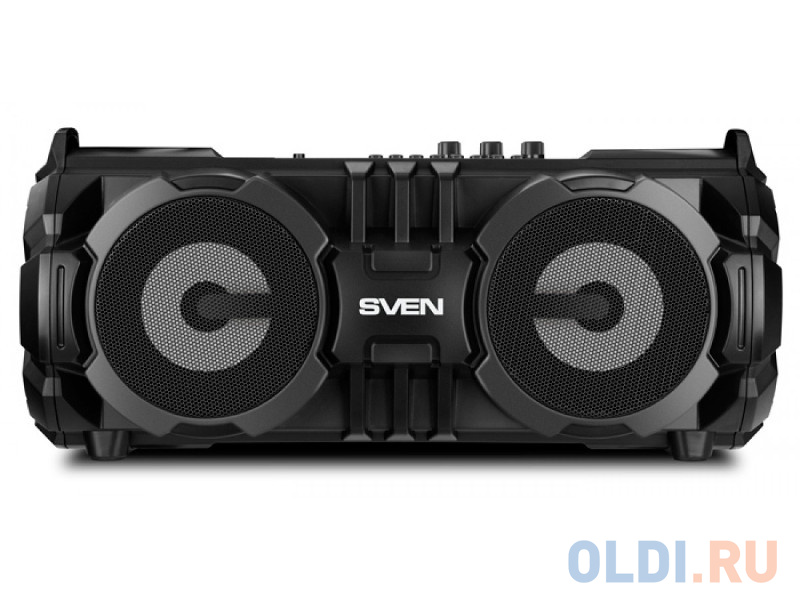 Колонки Sven PS-485, черный, (2.0, мощность 2x14 Вт (RMS), Bluetooth, FM, USB, microSD, LED-дисплей, встроенный аккумулятор) фото