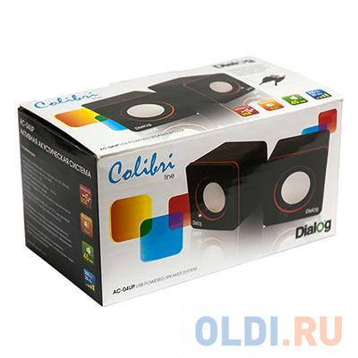 Колонки Dialog Colibri AC-04UP BLACK-ORANGE - 2.0, 6W RMS, черно-оранжевые, пит. от USB от OLDI