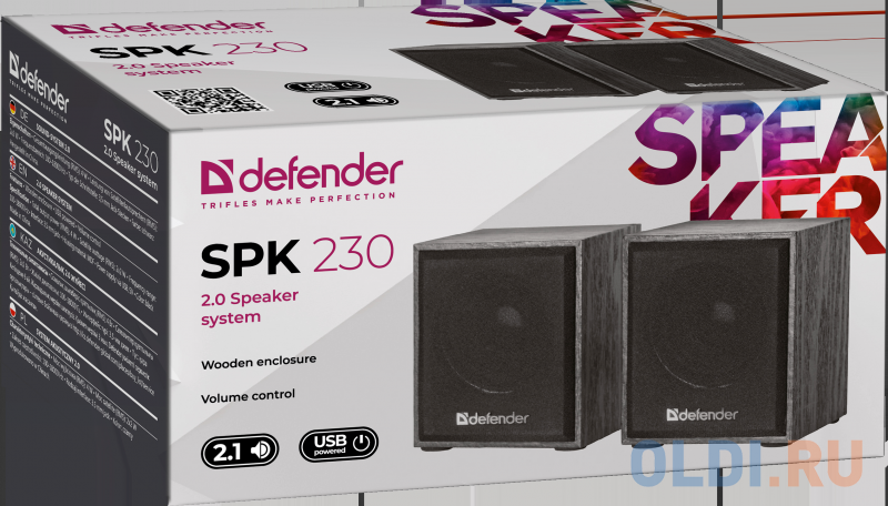 Колонки DEFENDER SPK-230 2.0 black (2x2 Вт, USB пит, раз. д. науш.) 65223 - фото 6