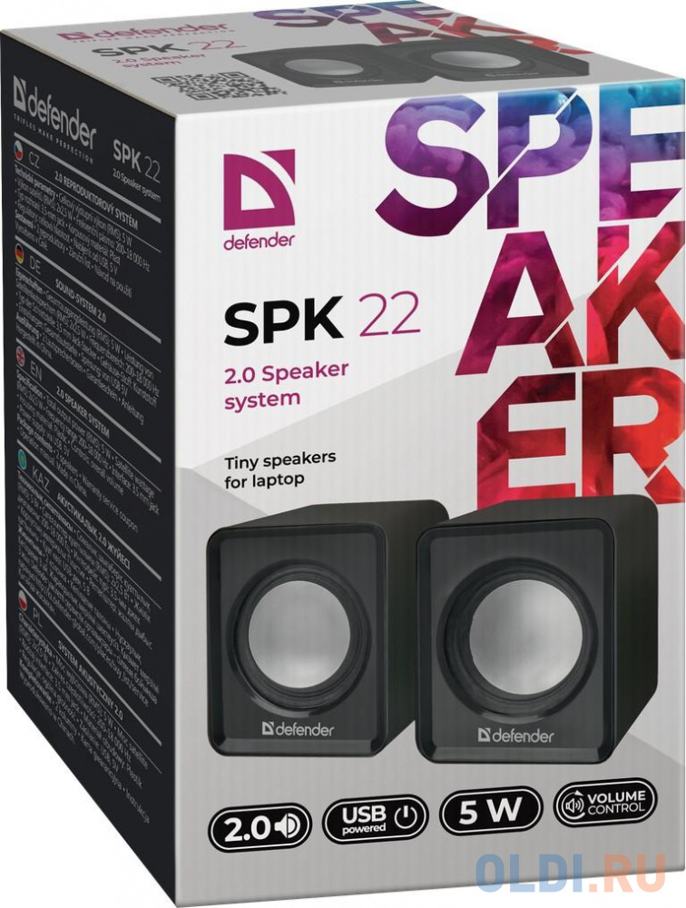 Фото - Колонки DEFENDER SPK 22 чёрный 5 Вт, питание от USB defender акустическая 2 0 система spk 190 черный 8 вт питание от usb