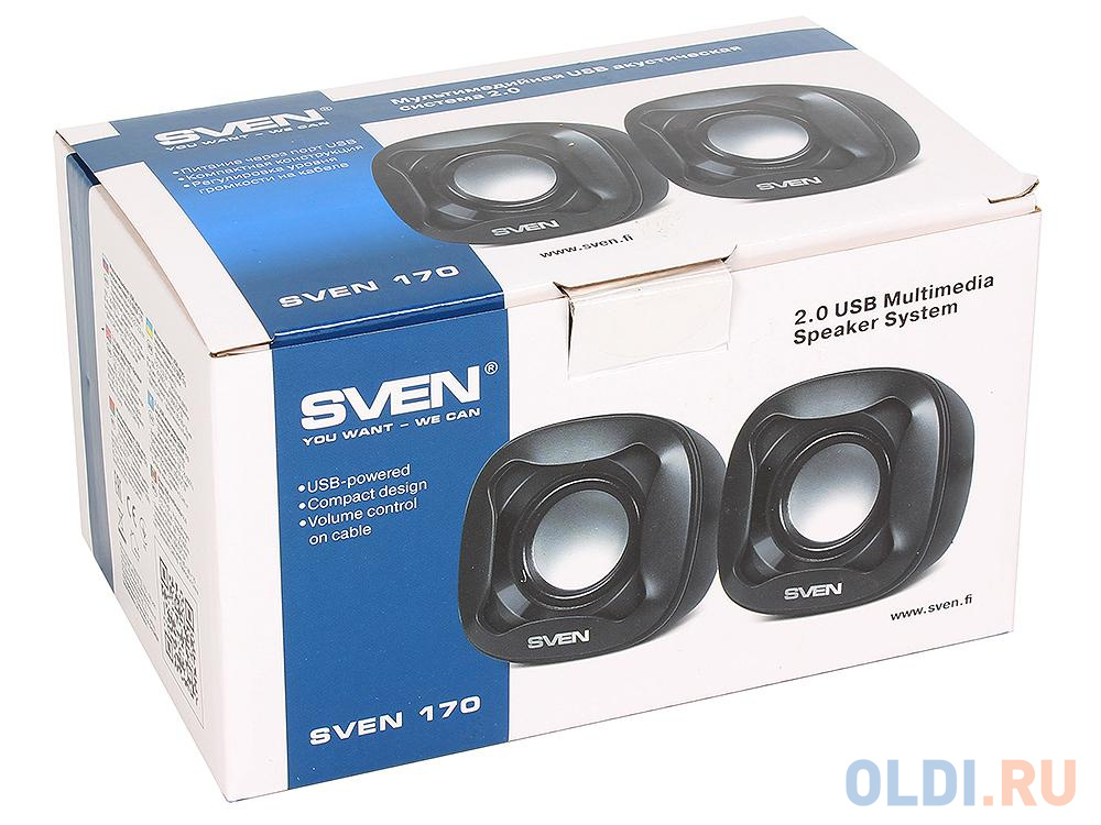 Колонки Sven 170 Black USB, 2.0, мощность 2x2,5 Вт(RMS) SV-013516 - фото 6