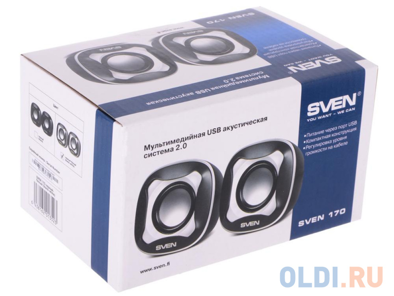 Колонки Sven 170 Black White USB, 2.0, мощность 2x2,5 Вт(RMS) фото