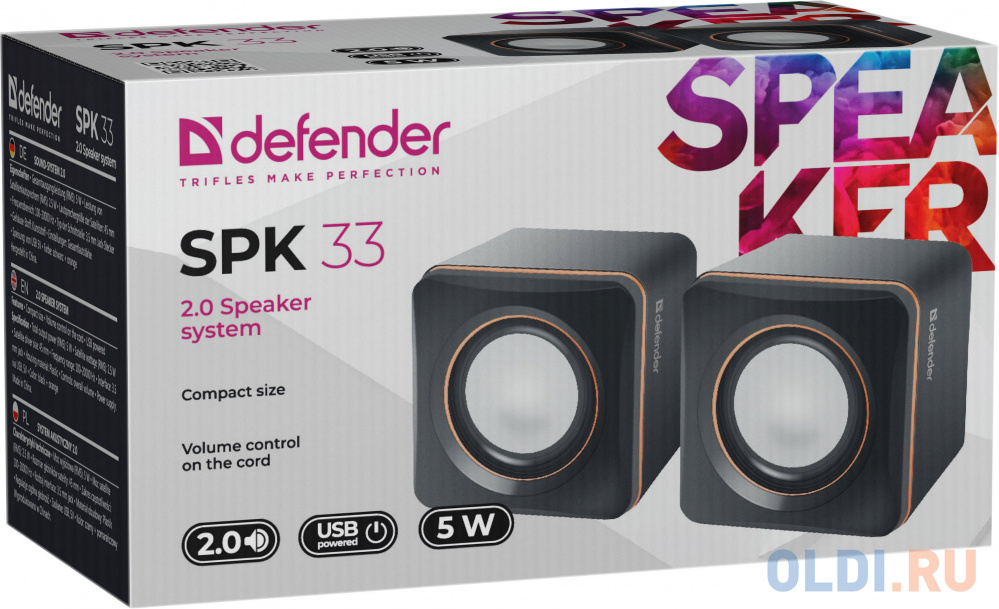 Колонки DEFENDER SPK 33 (2.0 ,5 Вт, питание от USB) фото