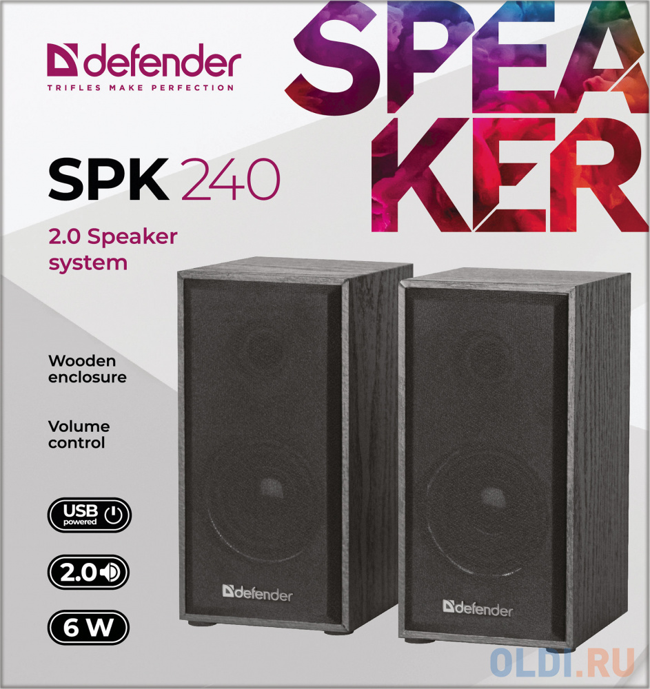 Колонки DEFENDER SPK-240 2.0 black (2x3 Вт, USB пит, раз. д. науш.) 65224 - фото 5