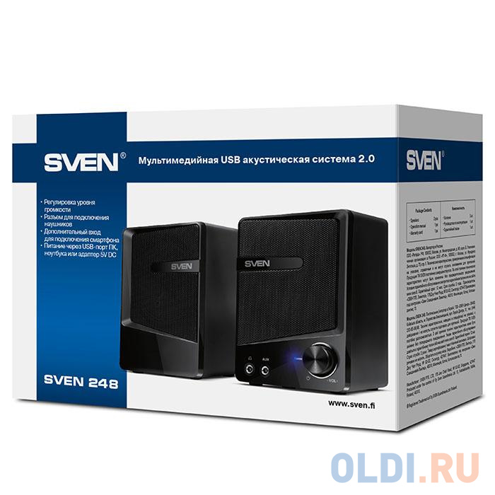 Колонки Sven 248,чёрный, USB, 2.0, мощность 2x3 Вт(RMS) SV-016333 - фото 4