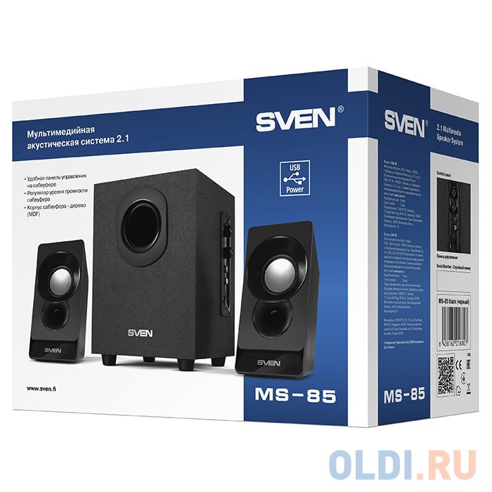 Колонки Sven MS-85, чёрный, акустическая система 2.1, USB, мощность(RMS): 5 Вт + 2x2.5 Вт SV-016807 - фото 2