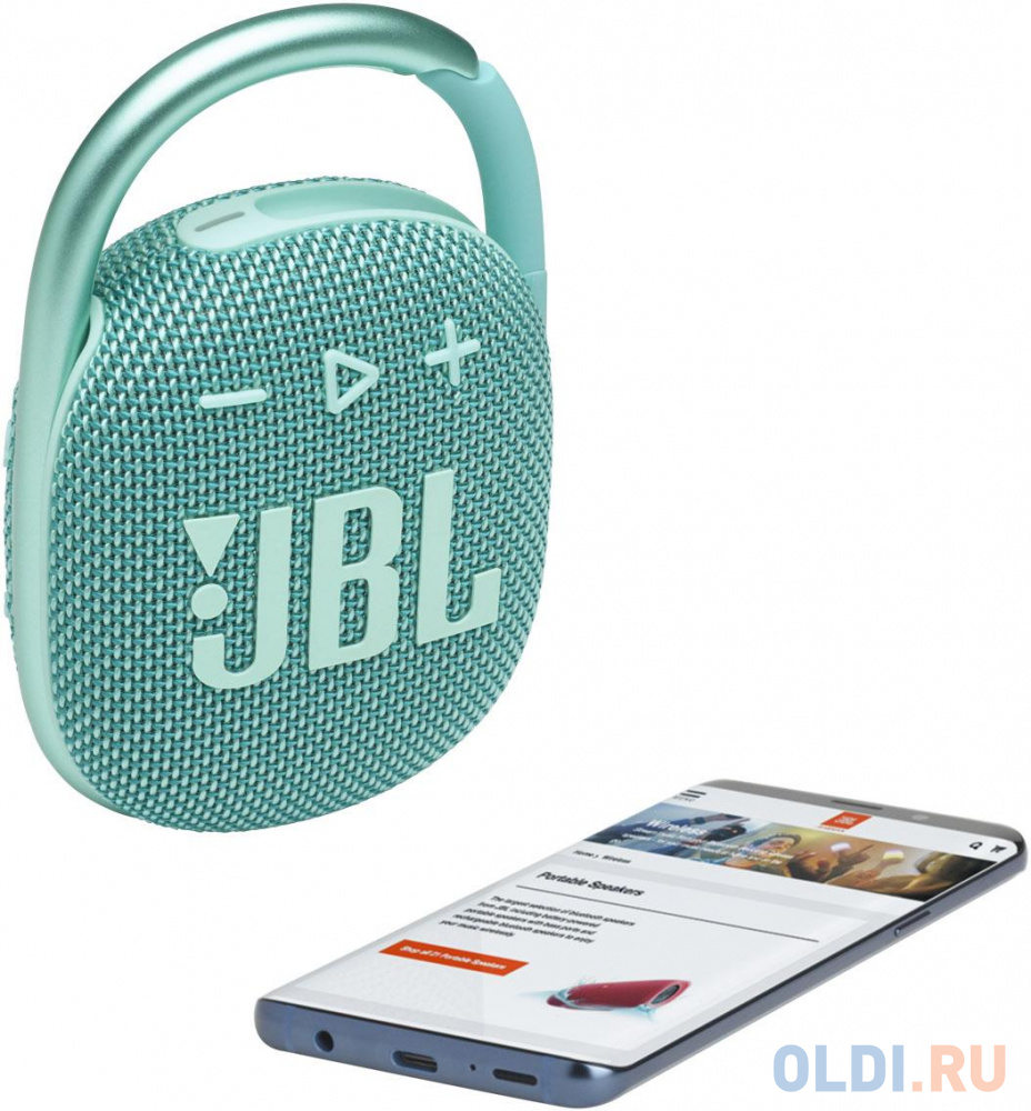 Колонка портативная JBL CLIP 4 1.0 (моно-колонка) Бирюзовый JBLCLIP4TEAL, цвет бирюзовая, размер 8.6 x 13.5 x 4.6 см - фото 7