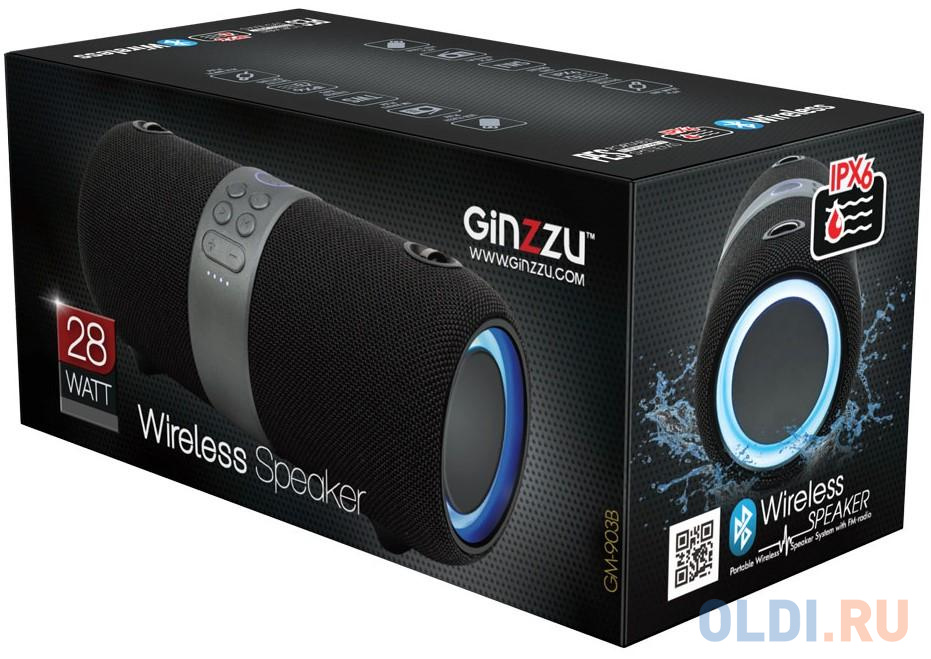 Колонка портативная GINZZU GM-903B 1.0 (моно-колонка) Черный фото
