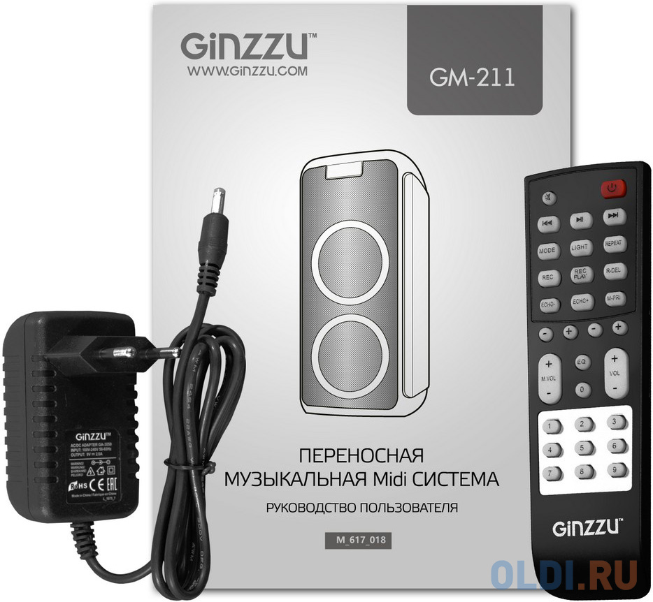 Ginzzu GM-211, Акустическая система Midi, RGB/BT/USB/TF/FM/ДУ фото
