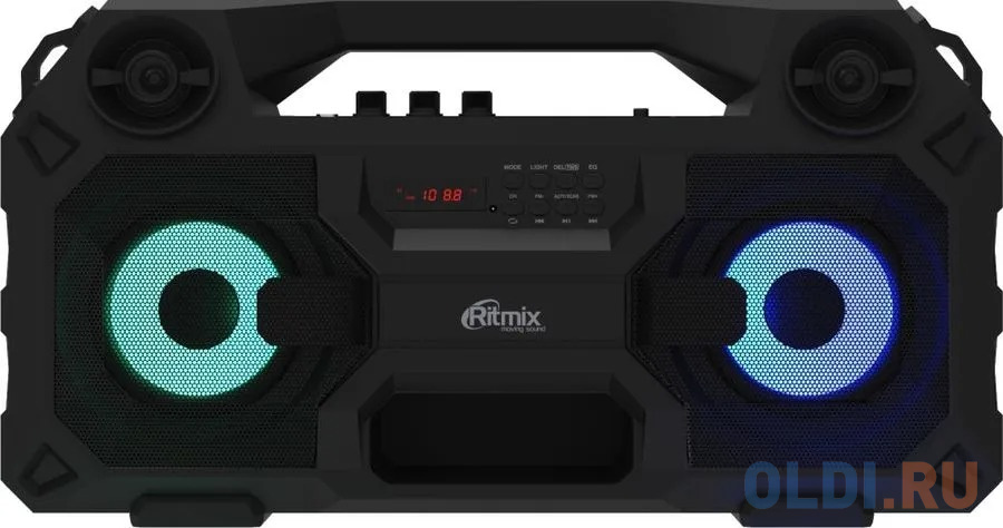 RITMIX SP-690B black {Jack 6.3 мм c функцией ЭХО, дисплей: LED, эквалайзер, RGB-подсветка, до 8 часов, 2000 мАч, 7.4 В, microUSB DC 5В 2A, 46 ? 24.3 ? фото