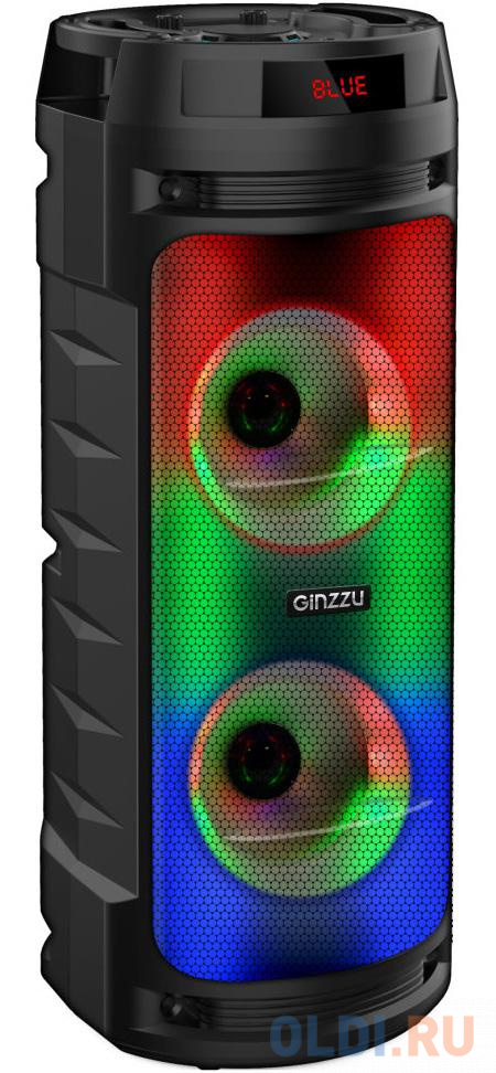 Ginzzu GM-219 {(V5.0), 50Вт, 150Гц- 18кГц, USB-flash, microSD-card, FM-радио, пульт ДУ,  батарея 3,6В/4500мАч, эквалайзер } мобильные колонки sven ps 215 2 0 чёрные 2x6w ipx6 usb bluetooth microsd fm радио 2400 мa