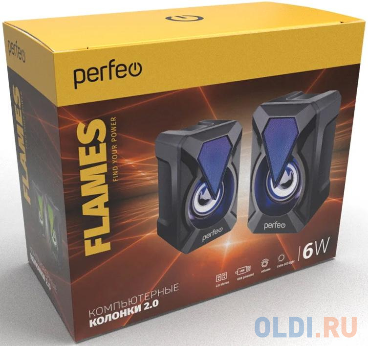 Колонки 2.0 Perfeo "FLAMES" Черный фото