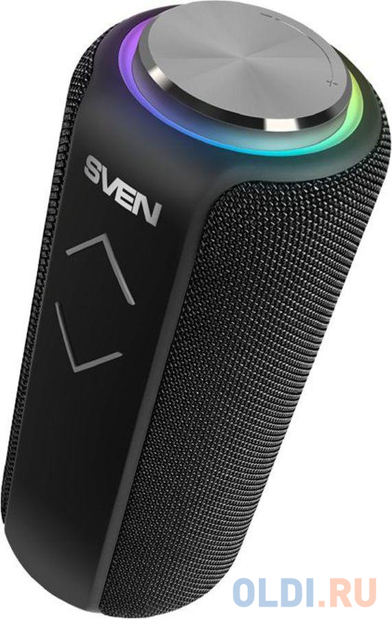 Мобильные колонки SVEN PS-275 2.0 чёрные (IPx5, 2x6W, USB, Bluetooth, micro SD, FM, подсветка, 2400 мA) фото