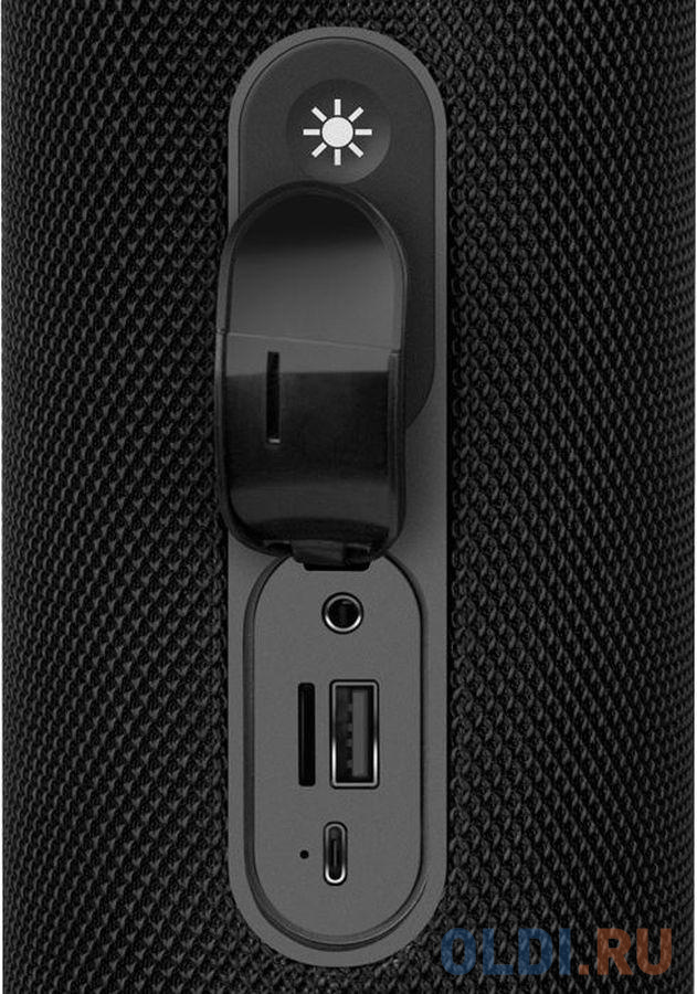 Мобильные колонки SVEN PS-275 2.0 чёрные (IPx5, 2x6W, USB, Bluetooth, micro SD, FM, подсветка, 2400 мA) фото