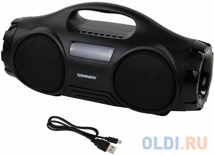 Колонка портативная SONNEN B332, 16 Вт, Bluetooth, FM-тюнер, microSD, MP3-плеер, черная, 513480 фото