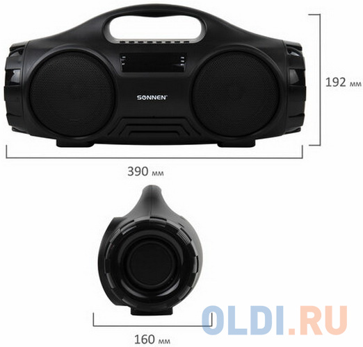 Колонка портативная SONNEN B332, 16 Вт, Bluetooth, FM-тюнер, microSD, MP3-плеер, черная, 513480 фото