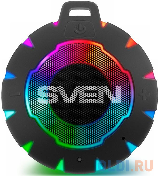 Мобильные колонки SVEN PS-95 1.0 чёрные (IPx7, 7W, USB, Bluetooth, подсветка, 1000 мA) фото