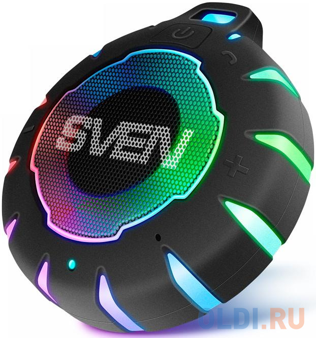 Мобильные колонки SVEN PS-95 1.0 чёрные (IPx7, 7W, USB, Bluetooth, подсветка, 1000 мA) фото