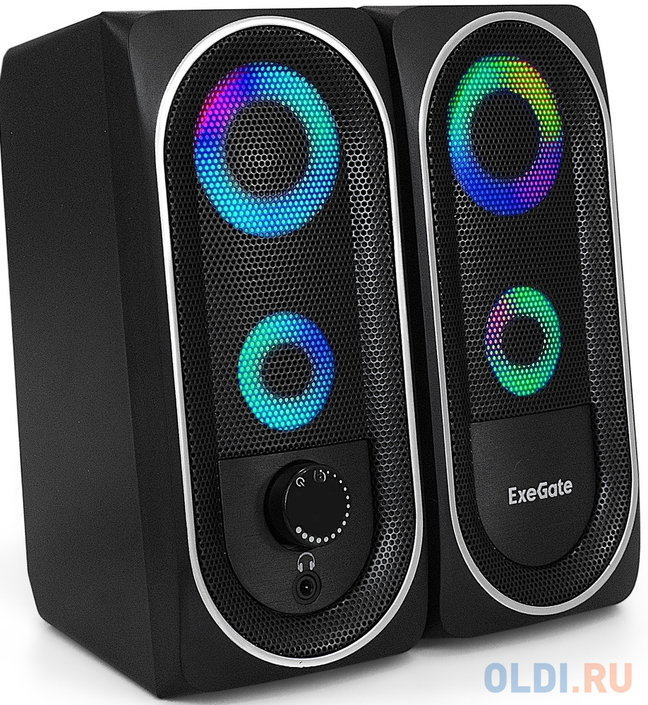 Акустическая система 2.0 ExeGate Accord 220 (питание USB, 2х3Вт (6Вт RMS), 60-20000Гц, цвет черный, RGB подсветка, Color Box) акустическая система defender aurora s8 8 вт питание от usb 65408