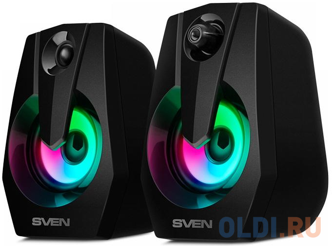 Колонки Sven 370 2.0 чёрные (2x2W, USB, RGB подсветка)