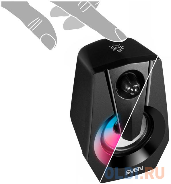 Колонки Sven 370 2.0 чёрные (2x2W, USB, RGB подсветка) фото