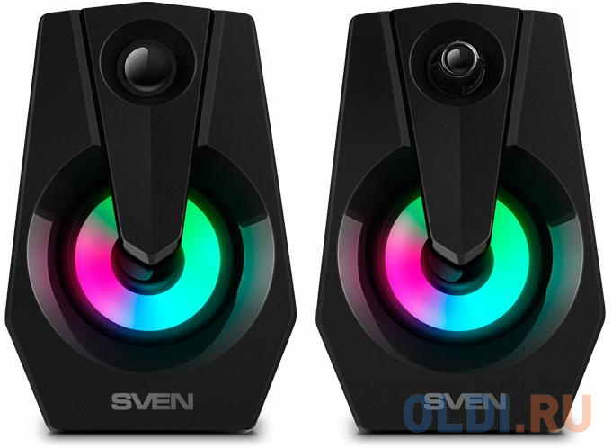 Колонки Sven 370 2.0 чёрные (2x2W, USB, RGB подсветка) фото