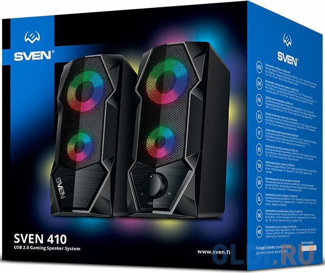 Колонки Sven 4210 2.0 чёрные (2x3W, USB, RGB подсветка) SV-020941 - фото 7