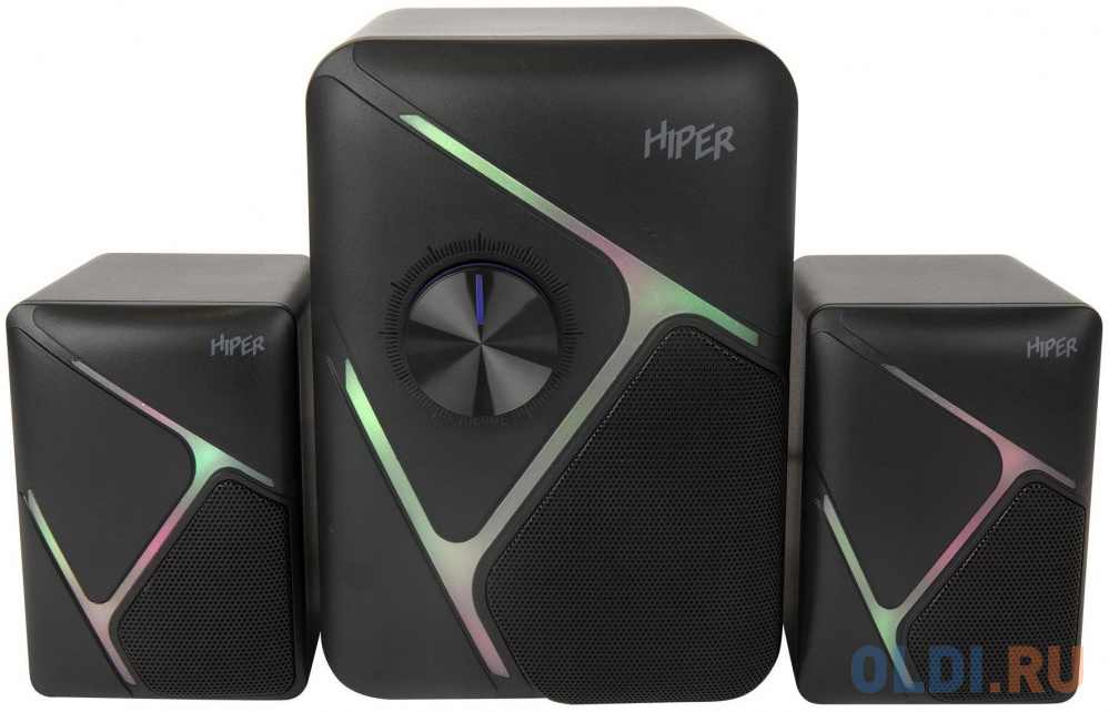 Computer Speaker 2.1 HIPER RLine (H-TR7(BK))), gaming line, 11 Wt, RGB backlight, USB +  Jack 3.5mm, volume control on front pannel, black фото