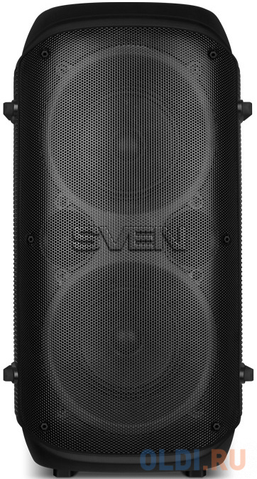 Мобильные колонки SVEN PS-800 2.0 чёрные (2x50 W, mini Jack, 2 х 6.35 мм Jack, USB, NFC, Bluetooth, FM, micro SD, ПДУ, 2 x 4400 мA, LED подсветка) фото