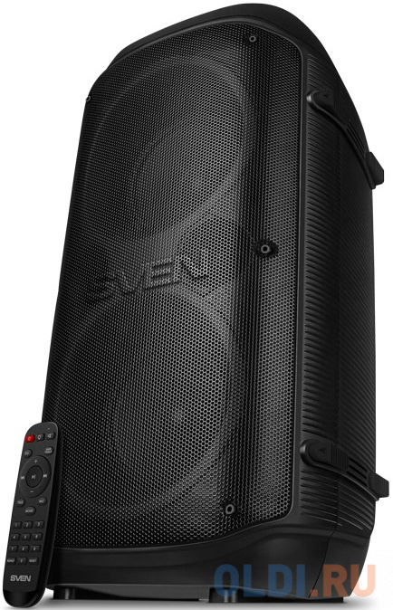Мобильные колонки SVEN PS-800 2.0 чёрные (2x50 W, mini Jack, 2 х 6.35 мм Jack, USB, NFC, Bluetooth, FM, micro SD, ПДУ, 2 x 4400 мA, LED подсветка) фото