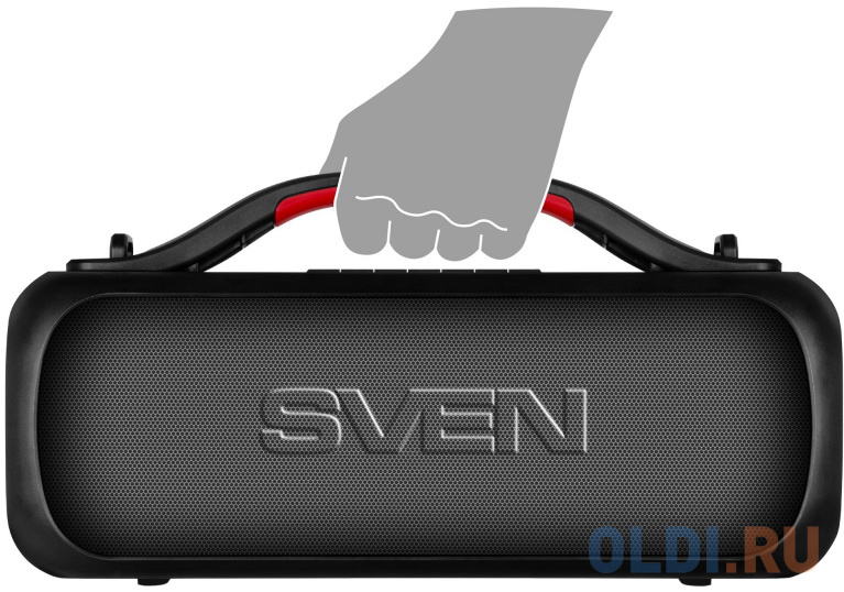 Мобильные колонки SVEN PS-360 2.0 чёрные (2x12W, IPx5, RGB подсветка, USB, SB Type-C, Bluetooth, FM-радио, jack in, 3000 мAч) SV-021740 - фото 4