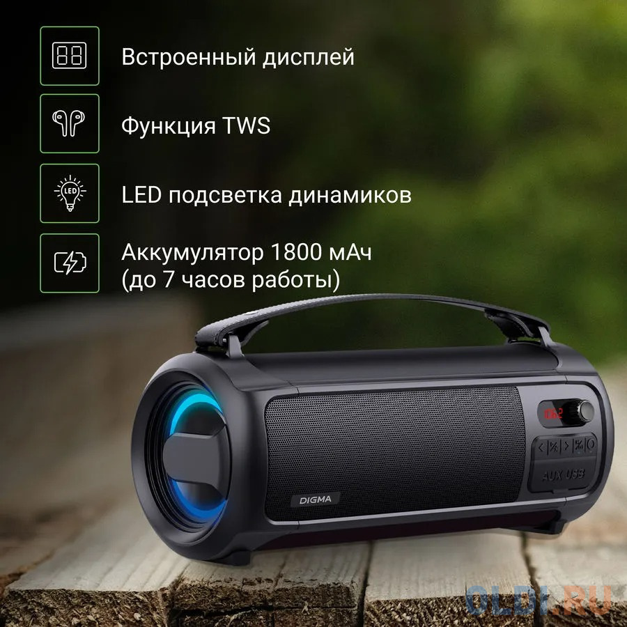 Портативная колонка Digma D-PS1523, 25Вт, черный [sp1523b] фото