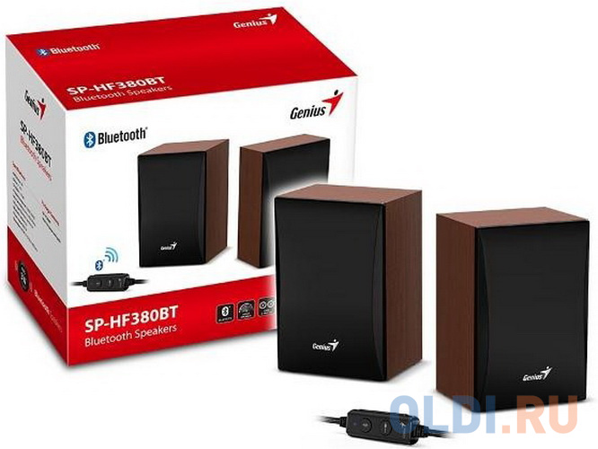 Колонки 2.0 Genius SP-HF380BT Коричневый, размер 15.7х10.5х9 см - фото 2