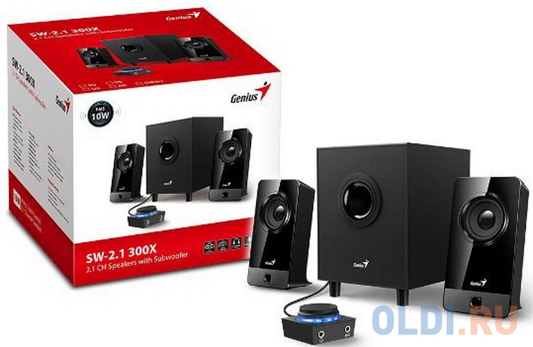 Колонки 2.1 (две колонки + сабвуфер) Genius SW-2.1 300X Черный фото