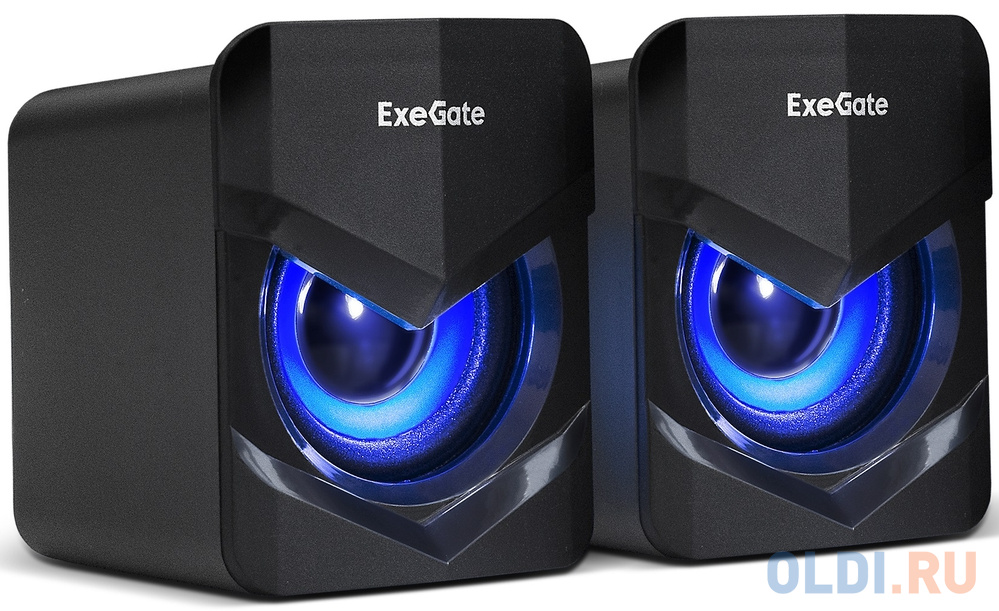 Акустическая система 2.0 ExeGate Accord 200 (питание USB, 2х3Вт (6Вт RMS), 60-20000Гц, цвет черный, синяя подсветка, Color Box) - EX289685RUS